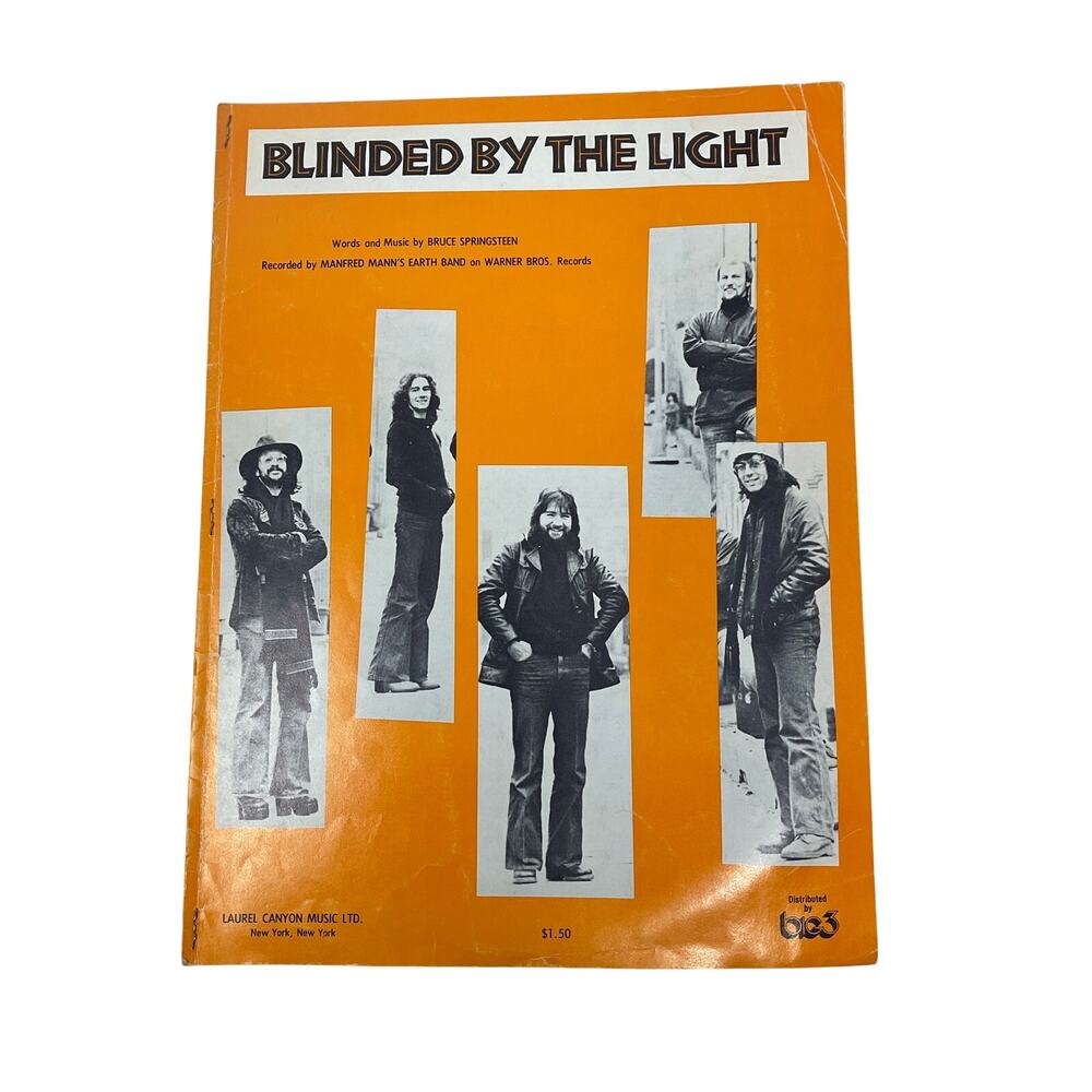Blinded By The Light‎ Sheet Music Bruce Springsteen Manfred Manns Earth Band